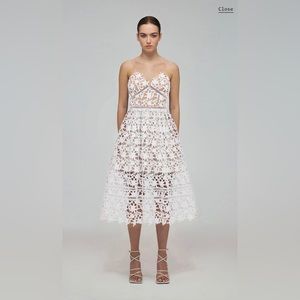 Self-Portrait White Azaelea Lace Midi Dress - US Size 6
